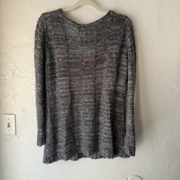 Ultra Flirt Sweater Y2k XL Gray Pink Marled Knit Pullover Pockets Cozy Soft Fall - Picture 7 of 7